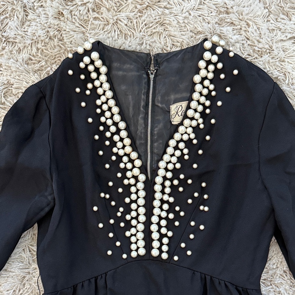 Vintage Romantica by Victor Costa Rare Black Dress with Pearls - Picture 2 of 10